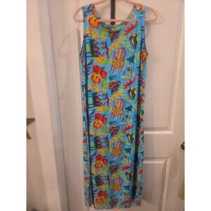 XTREME ISLAND DESIGNS Hawaiian Sleeveless Maxi Size Medium Artsy Boho *RARE VTG*